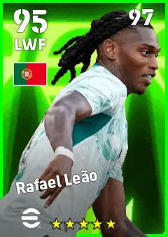 Rafael Leao eFootball 2026 player card — 95 OVR LWF