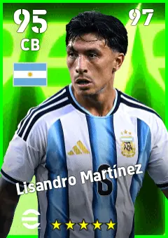 Lisandro Martinez eFootball 2026 player card — 95 OVR CB