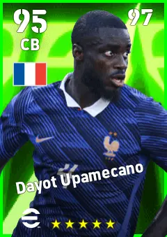 Dayot Upamecano eFootball 2026 player card — 95 OVR CB