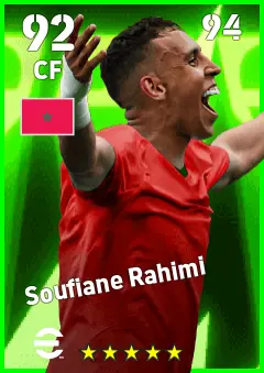 Soufiane Rahimi eFootball 2026 player card — 92 OVR CF