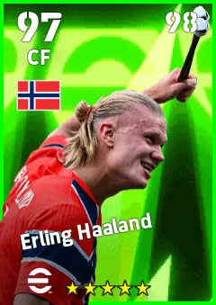 Erling Haaland eFootball 2026 player card — 97 OVR CF