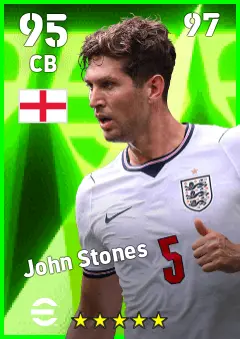 John Stones eFootball 2026 player card — 95 OVR CB