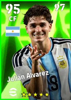 Julian Alvarez eFootball 2026 player card — 95 OVR CF