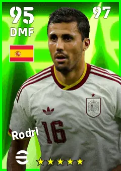 Rodri eFootball 2026 player card — 95 OVR DMF