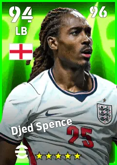 Djed Spence eFootball 2026 player card — 94 OVR LB