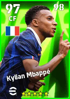 Kylian Mbappe eFootball 2026 player card — 97 OVR CF