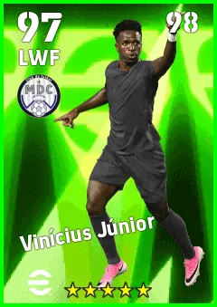Vinicius Junior eFootball 2026 player card — 97 OVR LWF