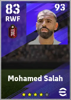 Mohamed Salah eFootball 2026 player card — 83 OVR RWF