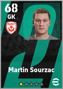 Martin Sourzac eFootball 2026 player card — 68 OVR GK
