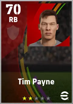 Tim Payne eFootball 2026 player card — 70 OVR RB