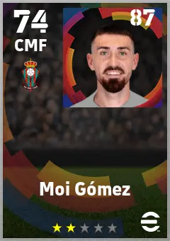 Moi Gomez eFootball 2026 player card — 74 OVR CMF