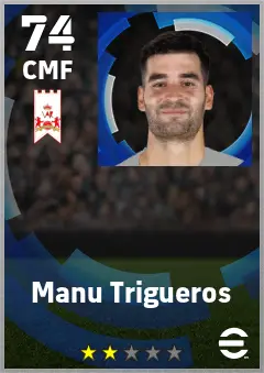 Manu Trigueros eFootball 2026 player card — 74 OVR CMF