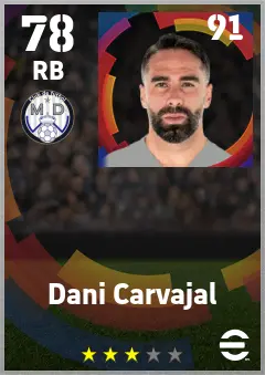 Dani Carvajal eFootball 2026 player card — 78 OVR RB