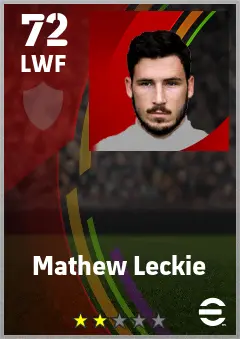 Mathew Leckie eFootball 2026 player card — 72 OVR LWF