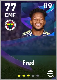 Fred eFootball 2026 player card — 77 OVR CMF