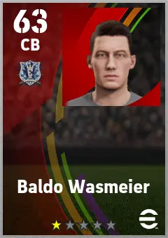 Baldo Wasmeier eFootball 2026 player card — 63 OVR CB