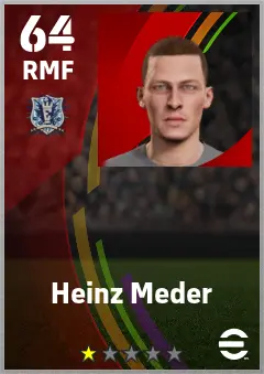 Heinz Meder eFootball 2026 player card — 64 OVR RMF