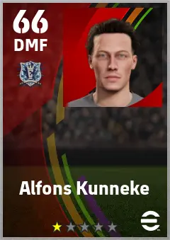 Alfons Kunneke eFootball 2026 player card — 66 OVR DMF