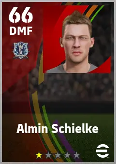 Almin Schielke eFootball 2026 player card — 66 OVR DMF