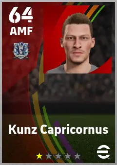Kunz Capricornus eFootball 2026 player card — 64 OVR AMF