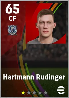 Hartmann Rudinger eFootball 2026 player card — 65 OVR CF