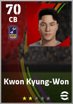 Kwon Kyung-Won eFootball 2026 player card — 70 OVR CB