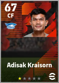 Adisak Kraisorn eFootball 2026 player card — 67 OVR CF