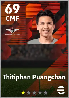 Thitiphan Puangchan eFootball 2026 player card — 69 OVR CMF