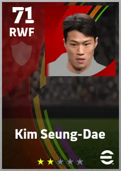 Kim Seung-Dae eFootball 2026 player card — 71 OVR RWF