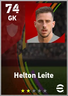 Helton Leite eFootball 2026 player card — 74 OVR GK