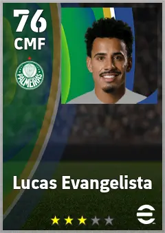 Lucas Evangelista eFootball 2026 player card — 76 OVR CMF