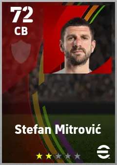 Stefan Mitrovic eFootball 2026 player card — 72 OVR CB