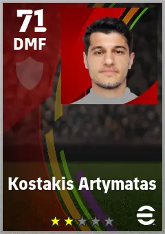 Kostakis Artymatas eFootball 2026 player card — 71 OVR DMF