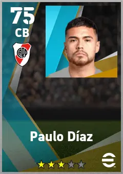 Paulo Diaz eFootball 2026 player card — 75 OVR CB