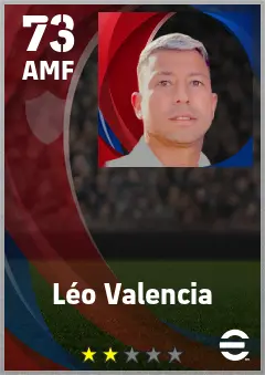 Leo Valencia eFootball 2026 player card — 73 OVR AMF