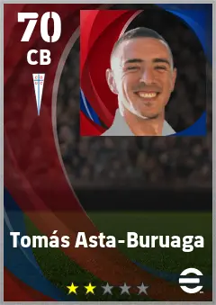 Tomas Asta-Buruaga eFootball 2026 player card — 70 OVR CB