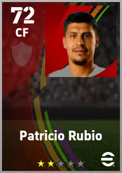 Patricio Rubio eFootball 2026 player card — 72 OVR CF