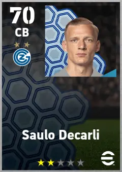Saulo Decarli eFootball 2026 player card — 70 OVR CB