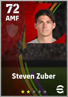 Steven Zuber eFootball 2026 player card — 72 OVR AMF