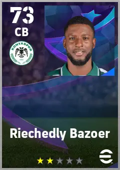 Riechedly Bazoer eFootball 2026 player card — 73 OVR CB