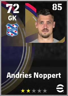 Andries Noppert eFootball 2026 player card — 72 OVR GK