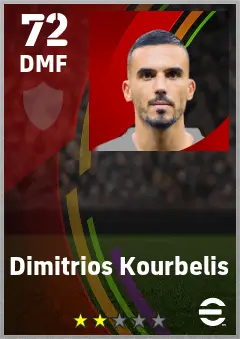 Dimitrios Kourbelis eFootball 2026 player card — 72 OVR DMF