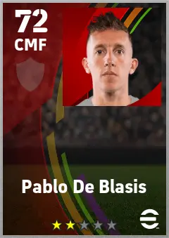 Pablo De Blasis eFootball 2026 player card — 72 OVR CMF