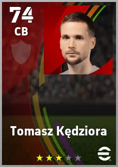 Tomasz Kedziora eFootball 2026 player card — 74 OVR CB
