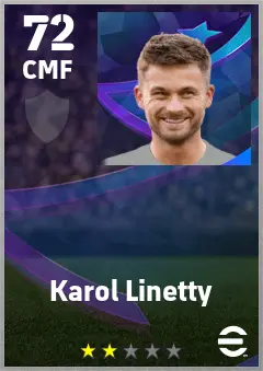 Karol Linetty eFootball 2026 player card — 72 OVR CMF