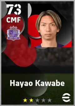 Hayao Kawabe eFootball 2026 player card — 73 OVR CMF