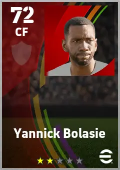 Yannick Bolasie eFootball 2026 player card — 72 OVR CF