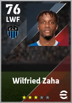 Wilfried Zaha eFootball 2026 player card — 76 OVR LWF
