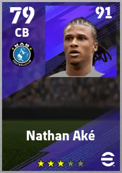 Nathan Ake eFootball 2026 player card — 79 OVR CB