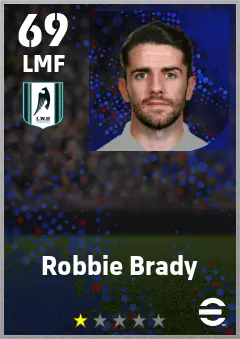 Robbie Brady eFootball 2026 player card — 69 OVR LMF